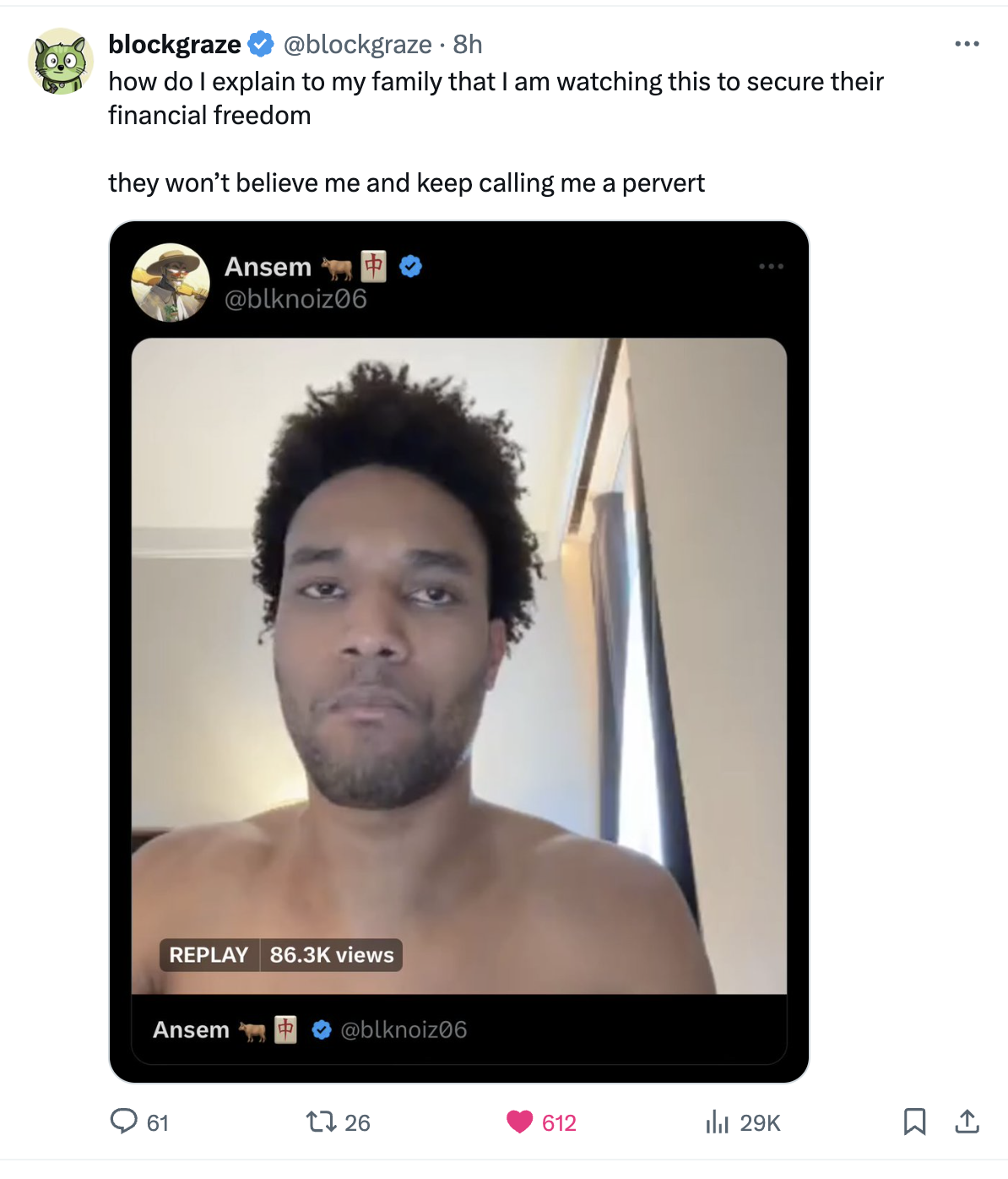Meme tagged crypto, reaction, trading